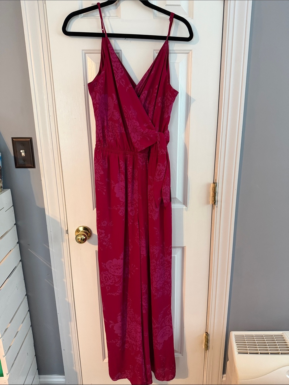 NWT Express Fuchsia Floral Wrap Jumpsuit Size Large